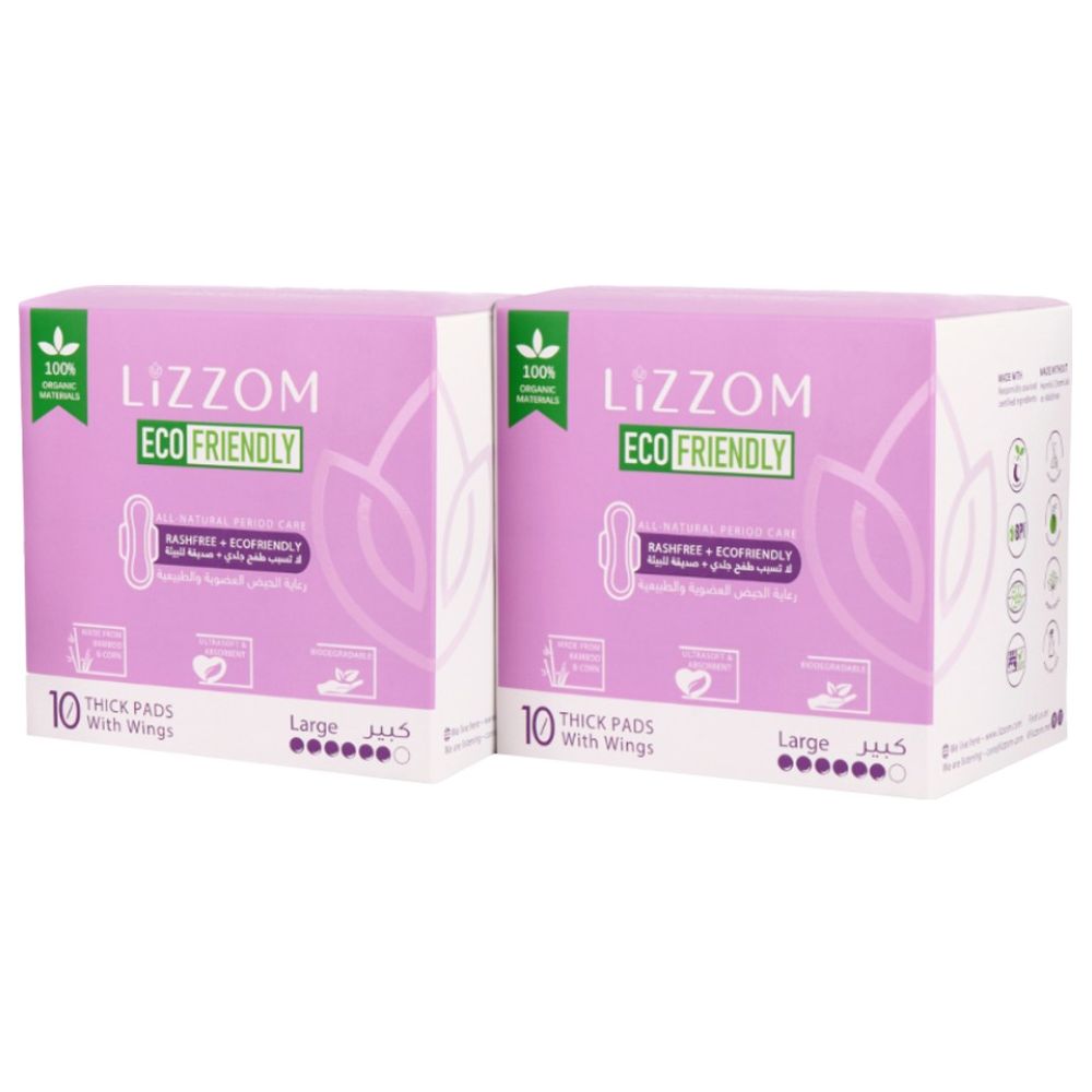 Lizzom - Night Pads Large Size With Wings 10/Pack - Pack Of 2