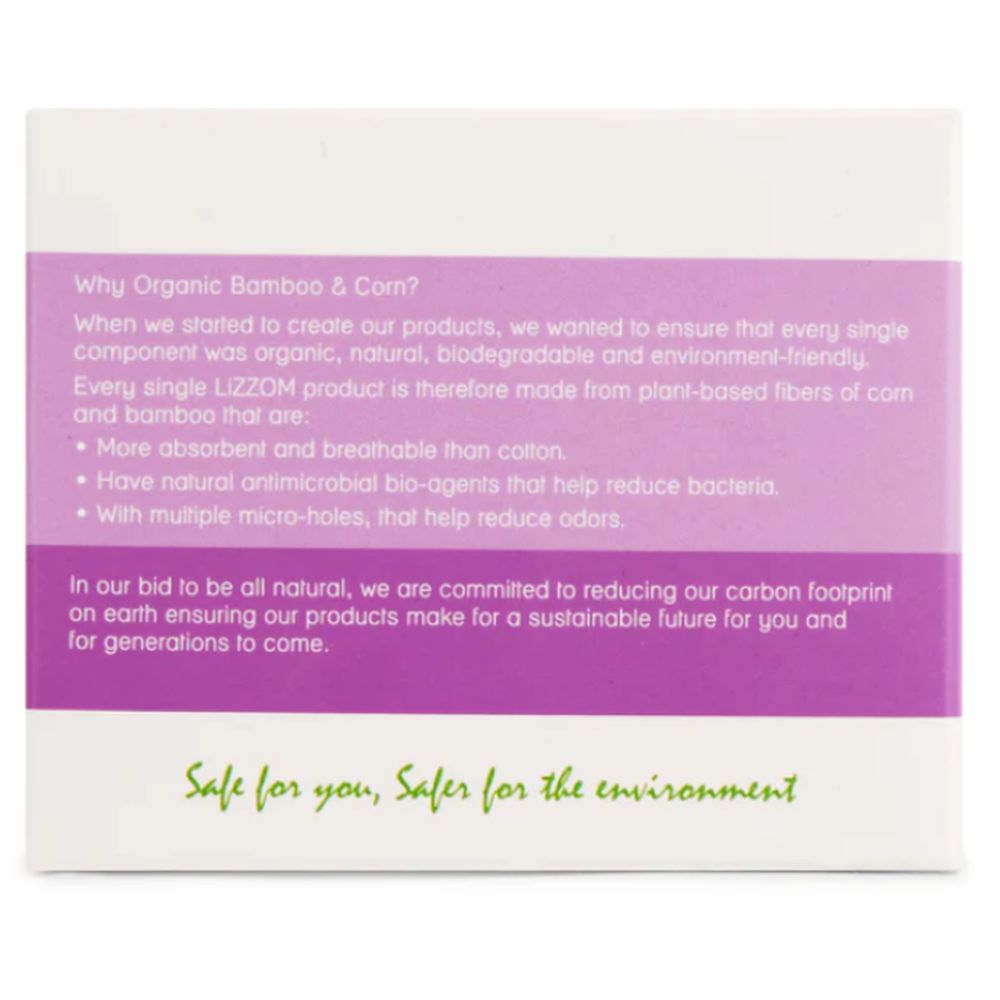 Lizzom Organic Ultrathin With Dual Wings 30 Large Pads, Saver Pack of 3 (Biodegradable)