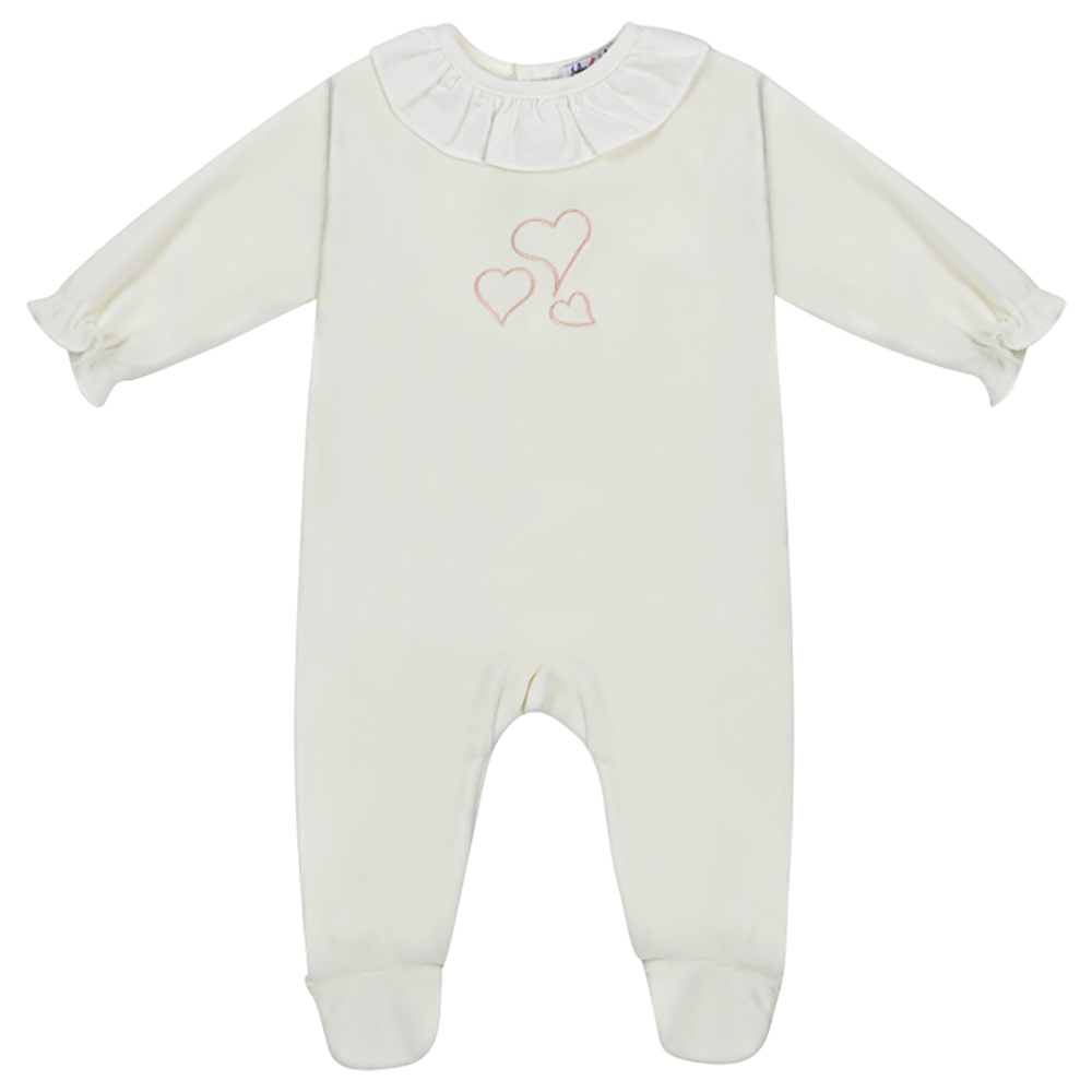 Jules & Juliette Lovey Baby Footed Sleepsuit Off-White - Off White