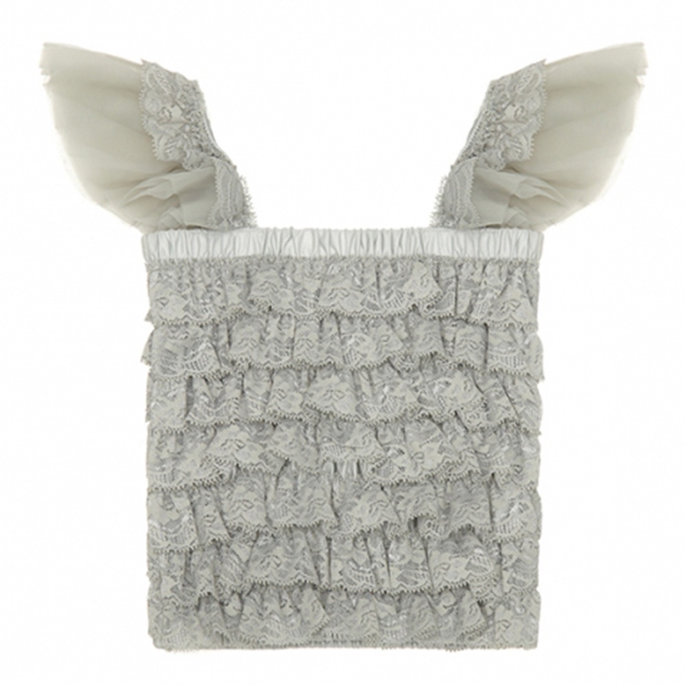 Angel's Face Girls' Metal Lace Fru Fru Top