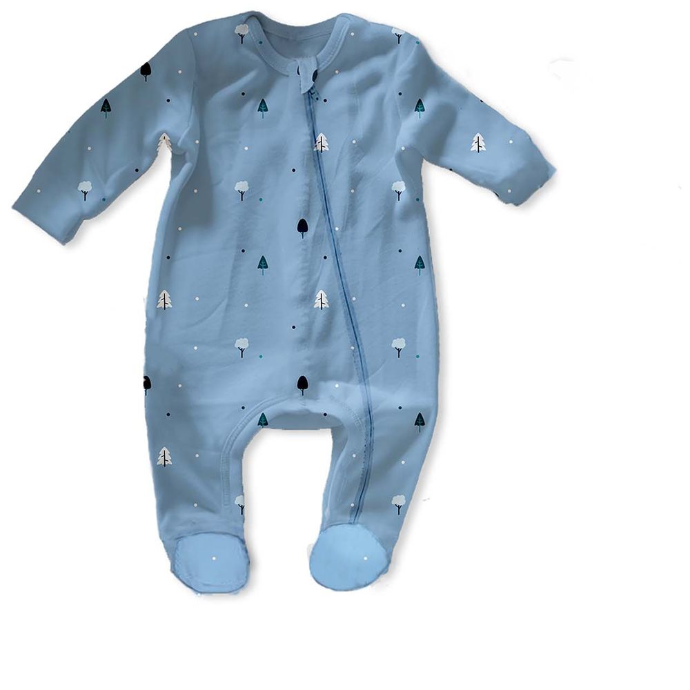 Luay Ultra-soft Fabric Full Sleeves Romper Blue/Peach - 2 Pcs