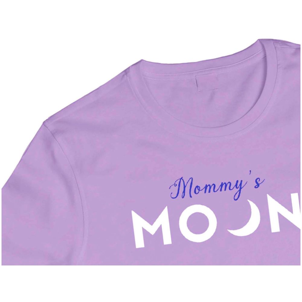 Luay Mommy's Moon Print Regular Fit Full Sleeve T-Shirt - Purple