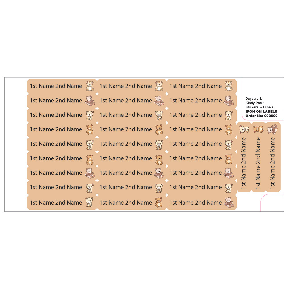 Ladybug Labels - Personalized Iron On Labels - Bow Teddy - 50pcs
