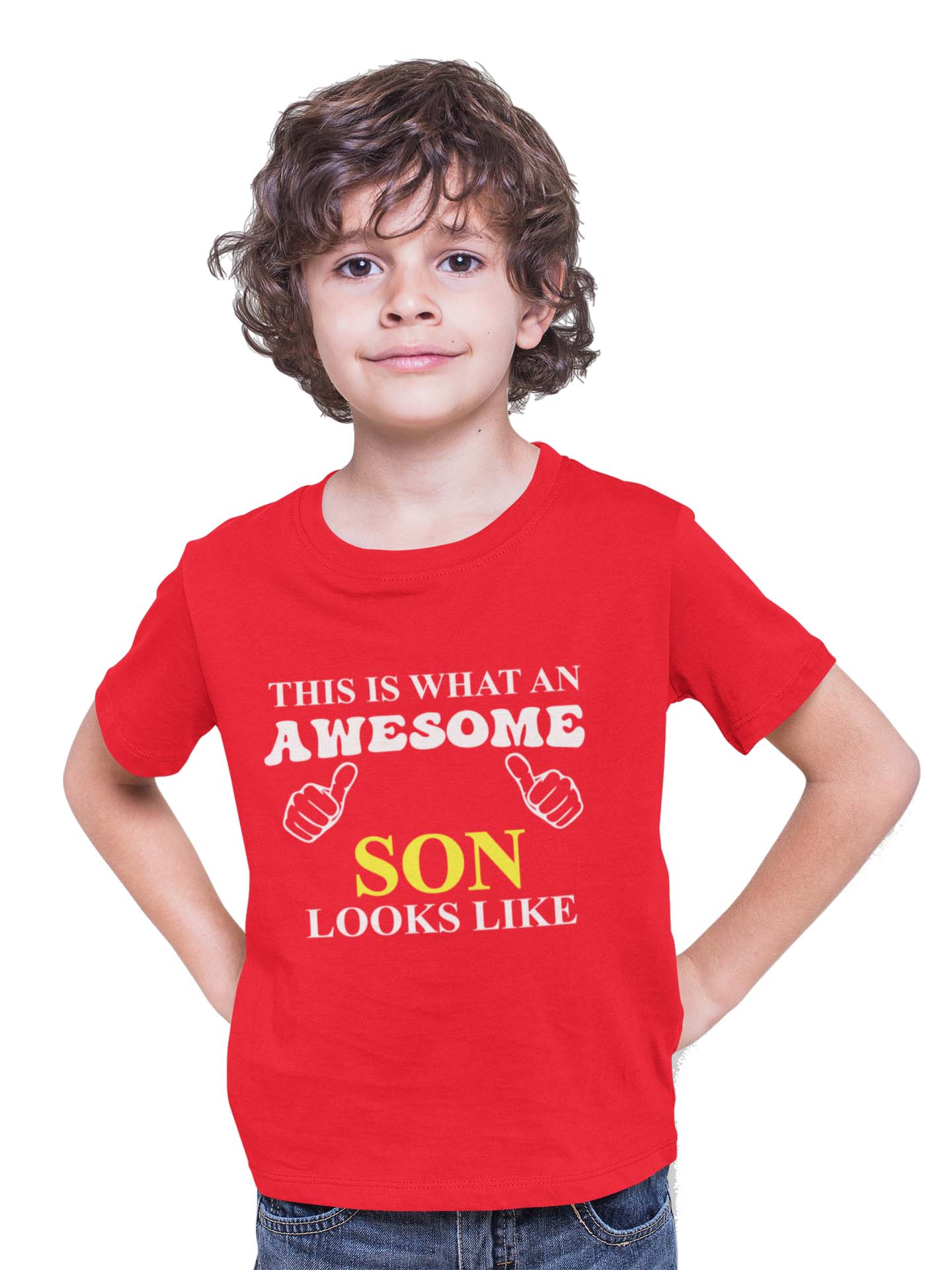 Matching Family Awesome Son Looks T-Shirt - Red