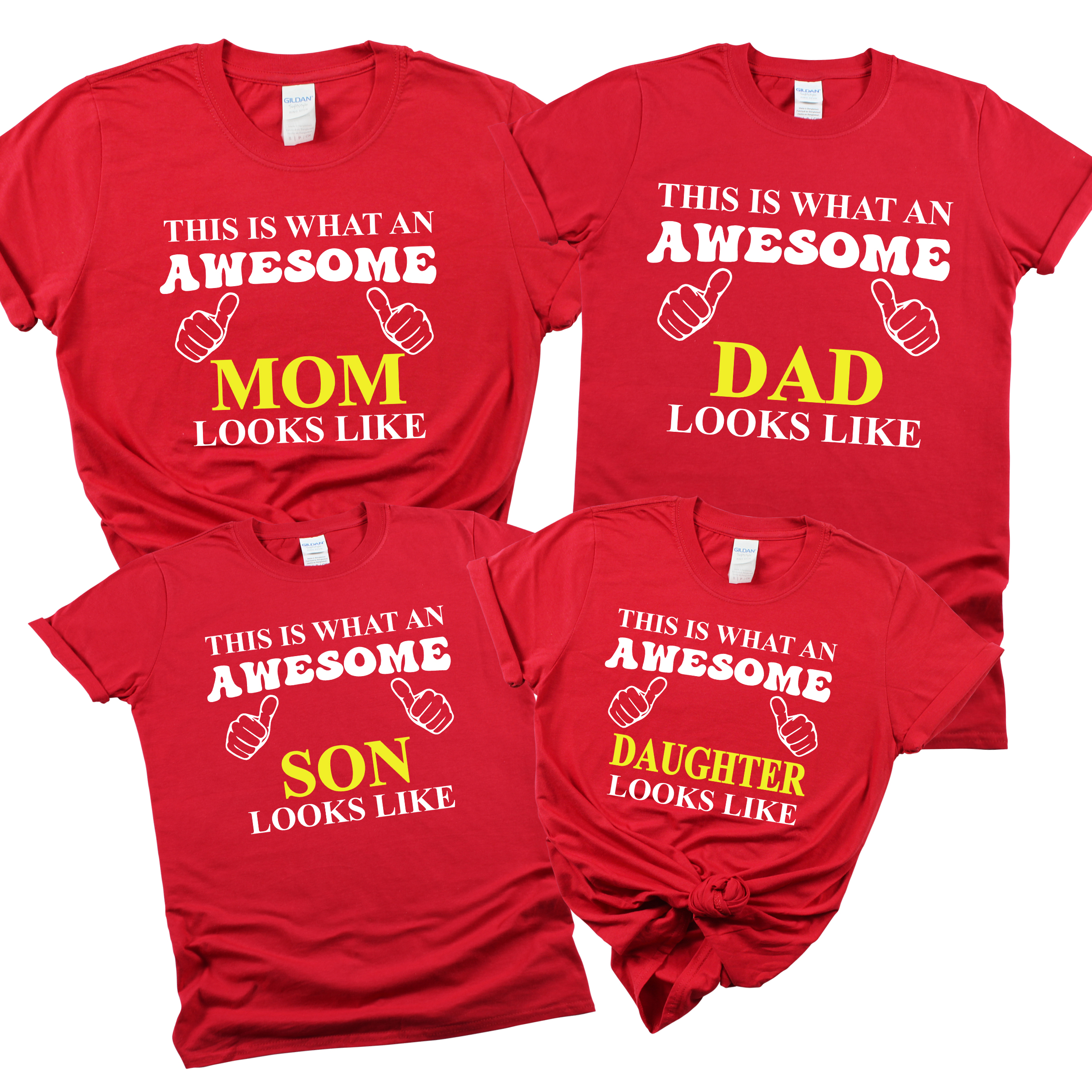 Matching Family Awesome Son Looks T-Shirt - Red