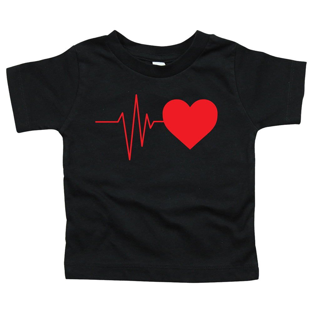 Matching Family Daughter Heartbeats T-Shirt - Black