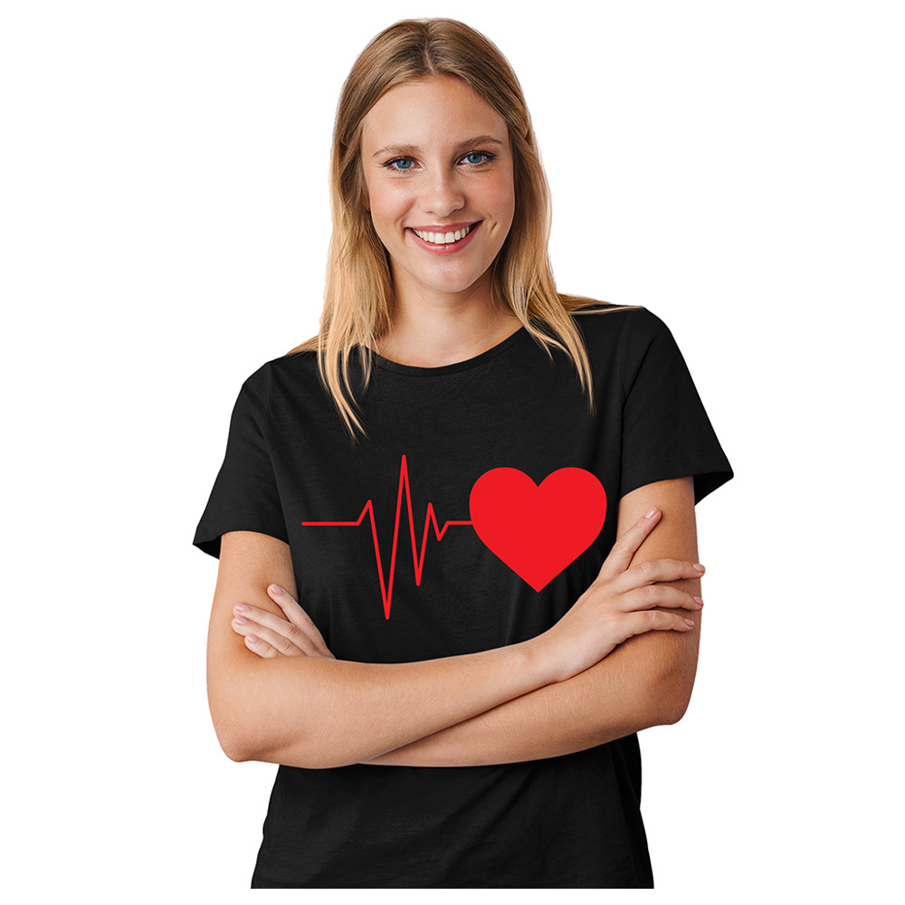 Matching Family Outfits - Mom Heartbeats-Love T-Shirt - Black