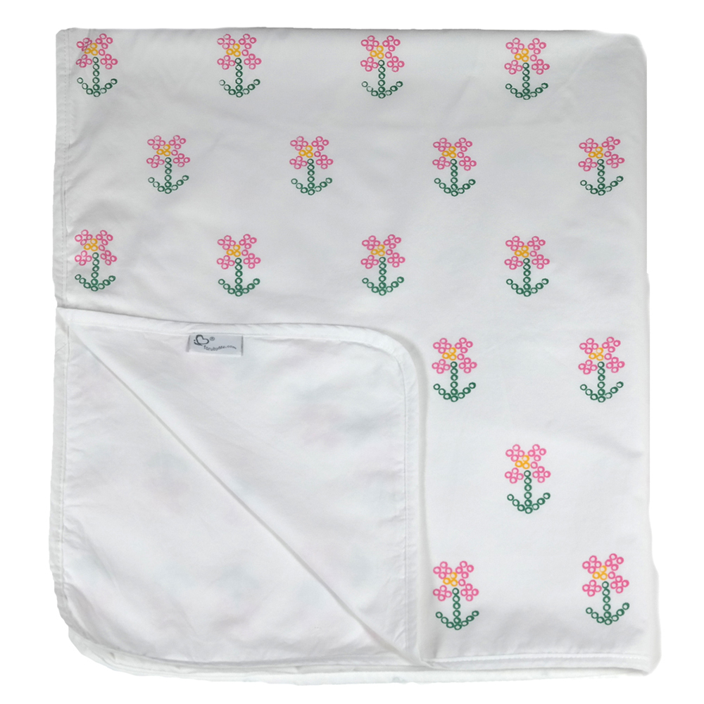 Me - Organic Blanket - Hamaflowers - White & Pink