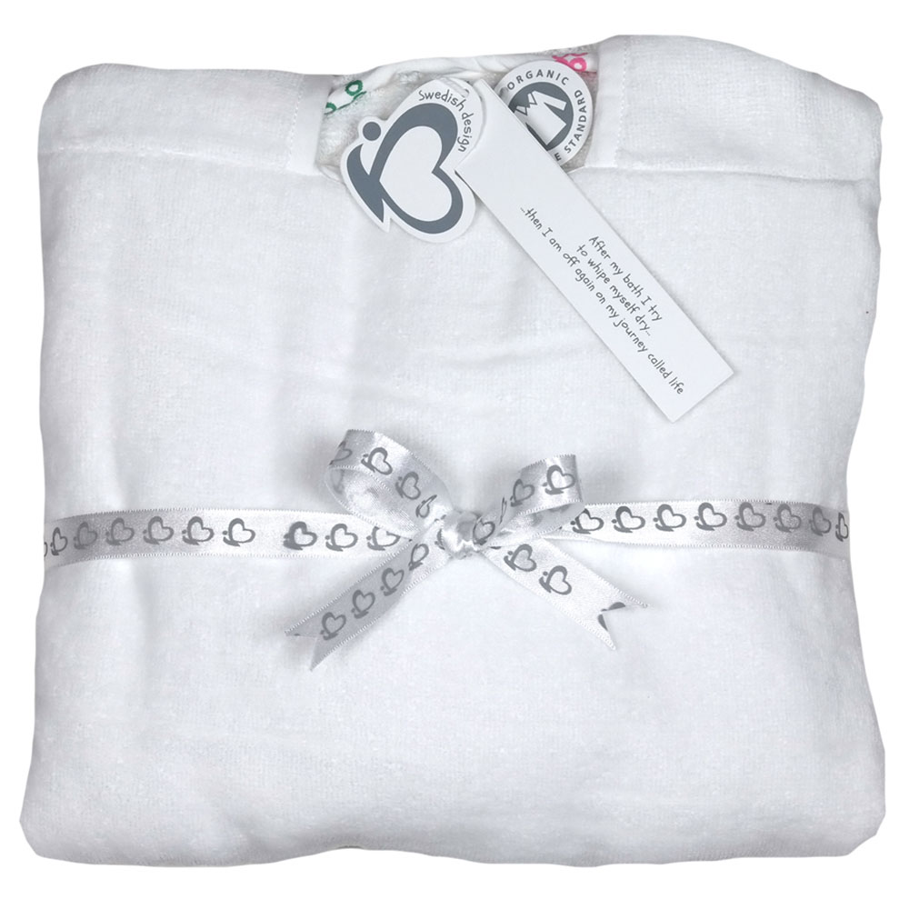 ME - Organic Baby Poncho - Hamaflowers - White & Pink - 1-2y