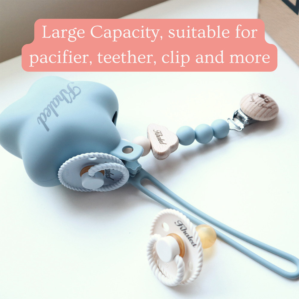 Mommy's Charms - Personalized Silicone Pacifier Case - Grey