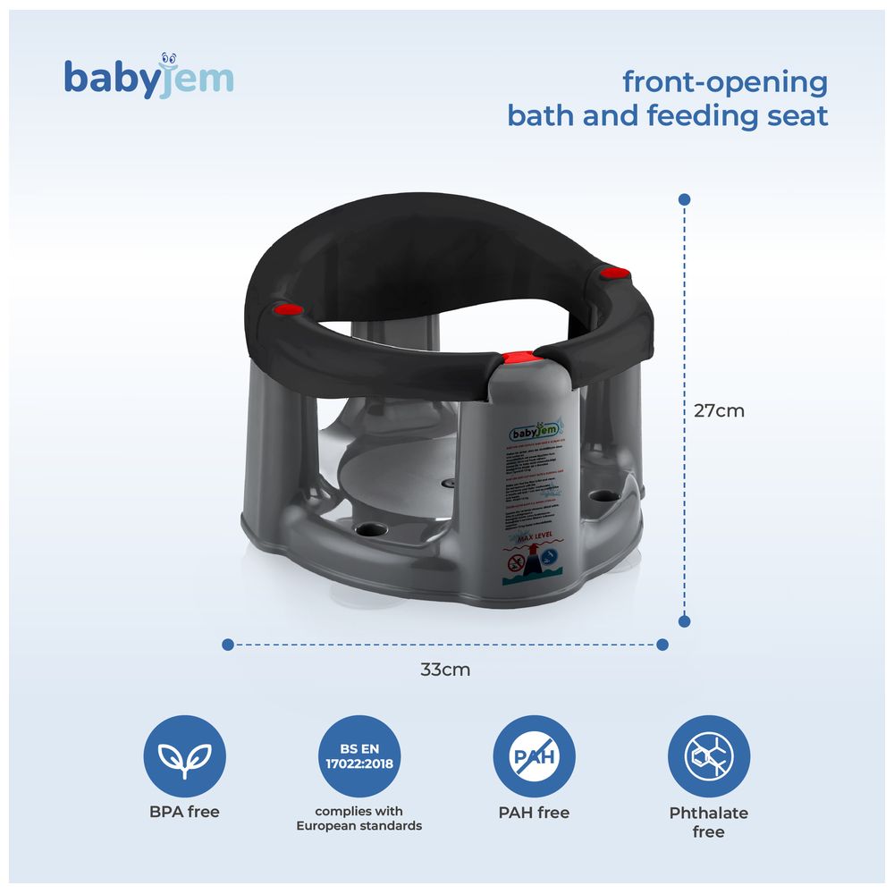 Babyjem - Anti-Slip Baby Bath & Feeding Seat - Black