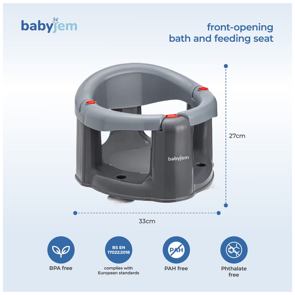 Babyjem - Anti-Slip Baby Bath & Feeding Seat - Grey 