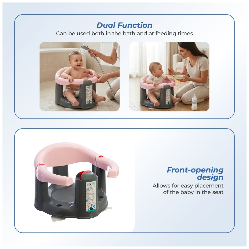 Babyjem - Anti-Slip Baby Bath & Feeding Seat - Pink