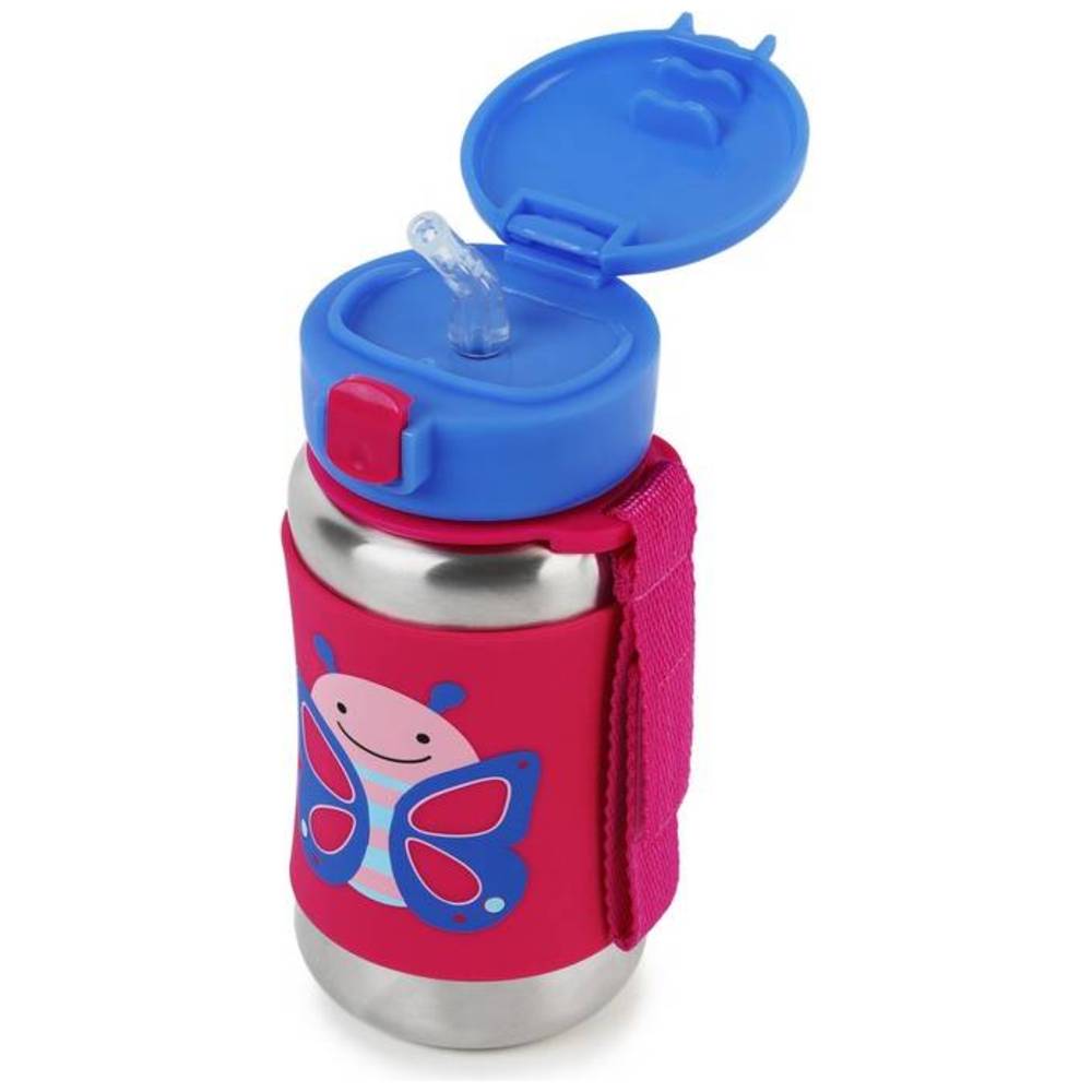 SkipHop Zoo Stainless Steel Straw Bottle - Butterfly - 350ml