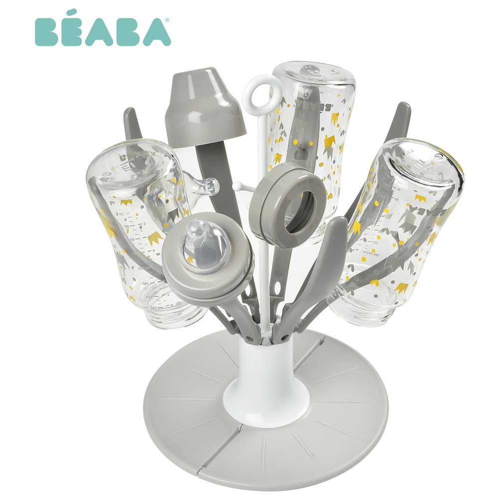 Beaba - Flower Foldable Draining bottle Rack - Grey