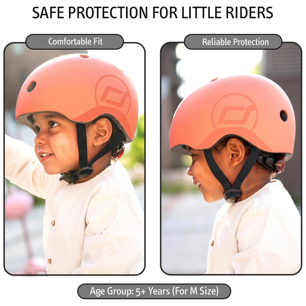 Scoot & Ride - Kids Helmet S-M, Adjustable Safety Helmet for Kids - Peach
