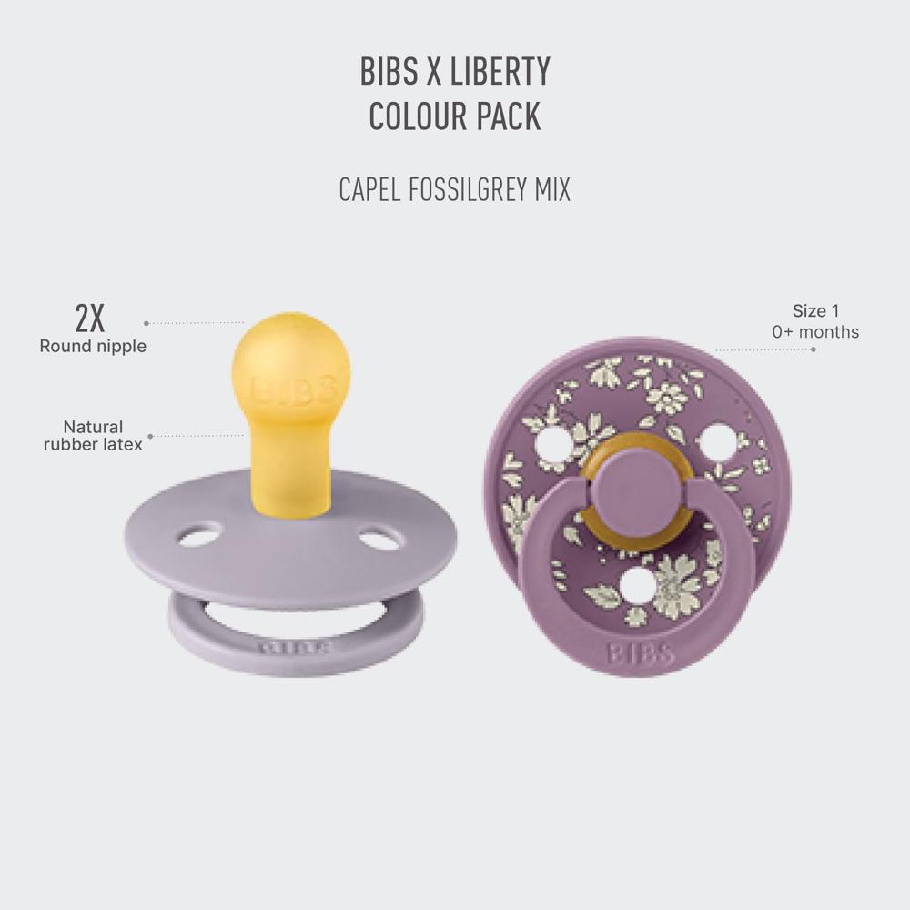 Bibs - Liberty Capel Latex Pacifier S1 - 0M+ - 2pcs - Fossil Grey Mix