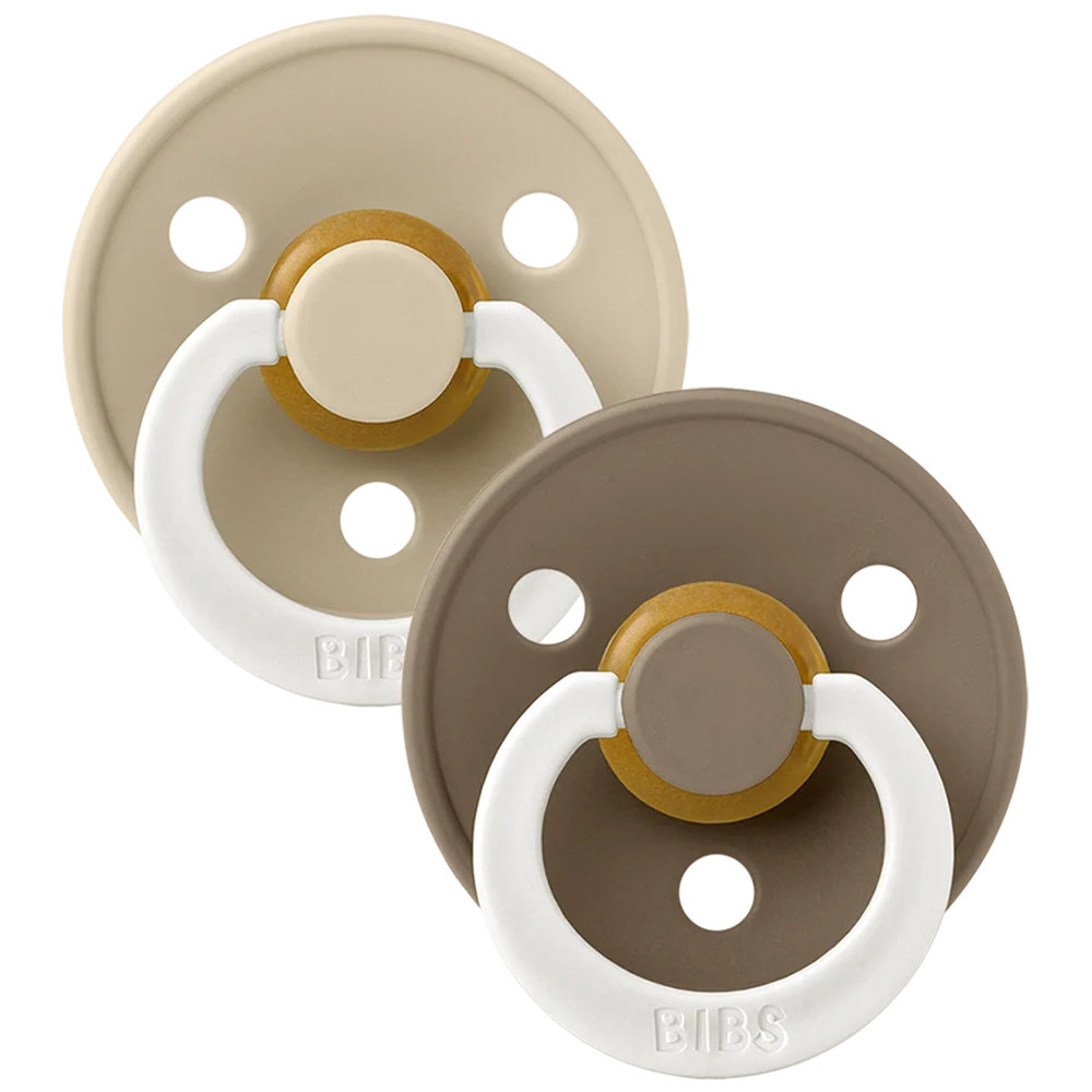 Bibs - Glow Colour S1 Pacifiers - Pack of 2 - Vanilla/Dark Oak