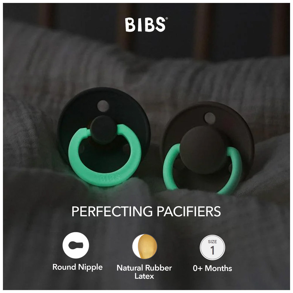 Bibs - Glow Colour S1 Pacifiers - Pack of 2 - Vanilla/Dark Oak