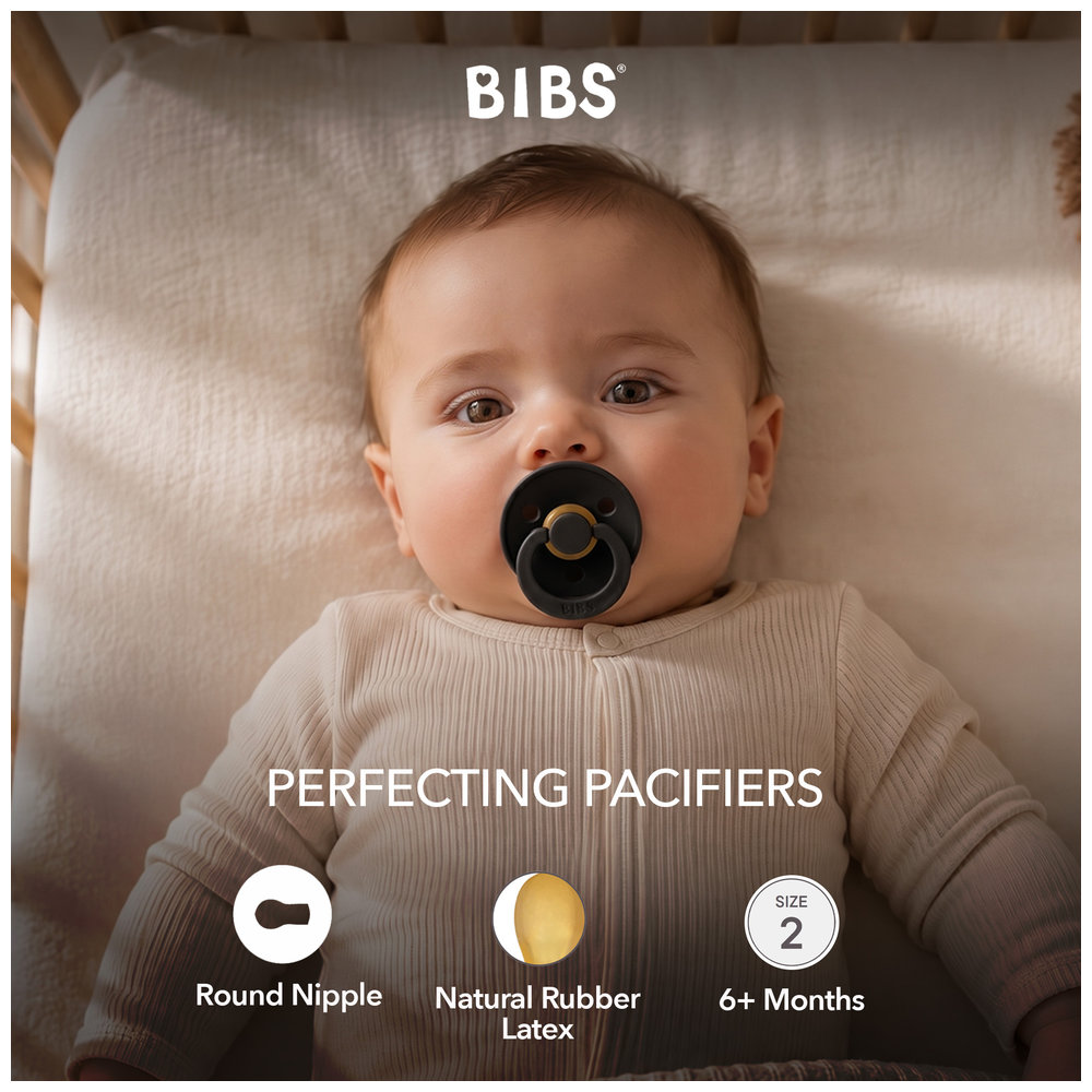 Bibs - Colour Latex Baby Pacifier 6-12 Months, Size 2, Pack of 2 - Black/White