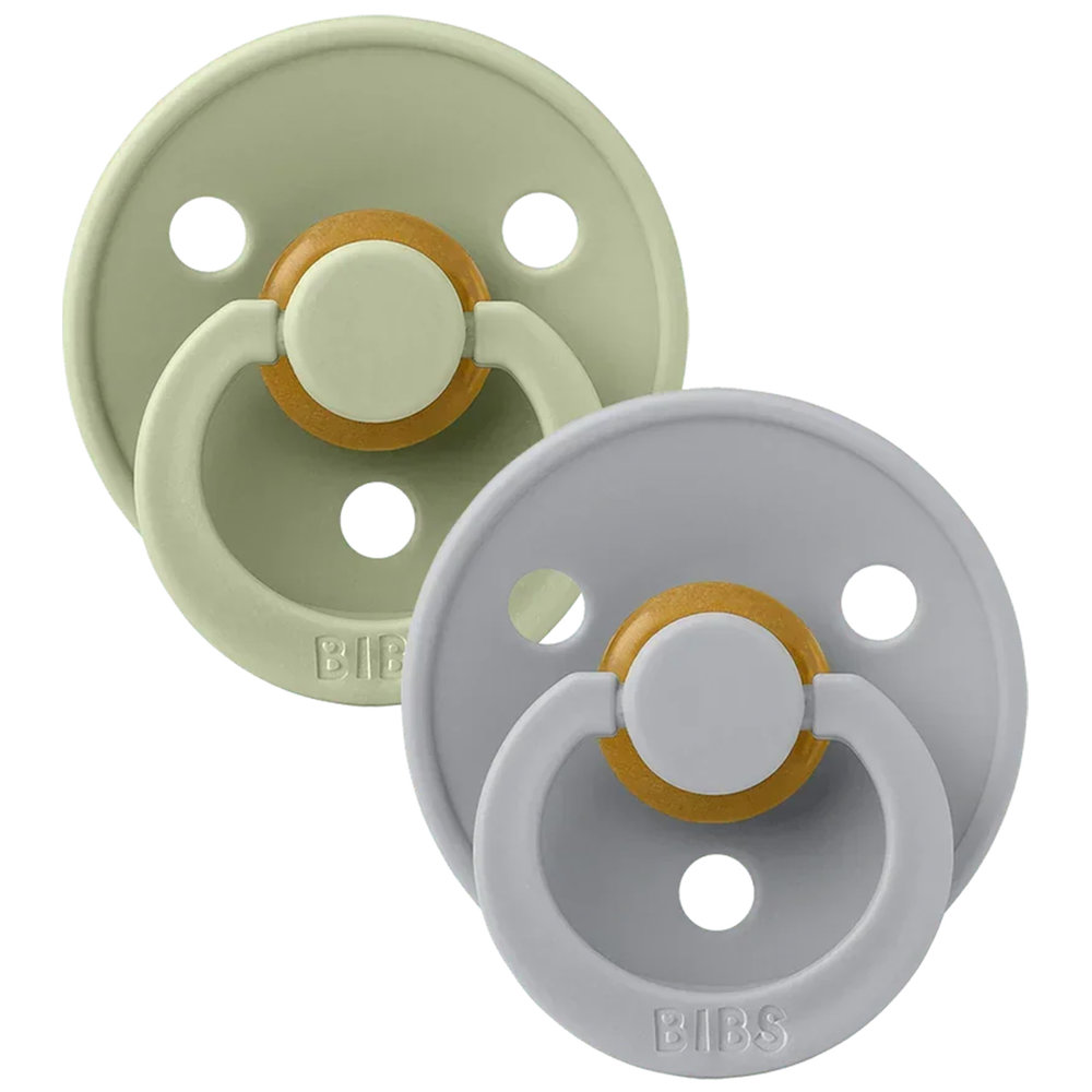Bibs - Colour Latex Baby Pacifier 6-12 Months, Size 2, Pack of 2 - Sage/Cloud
