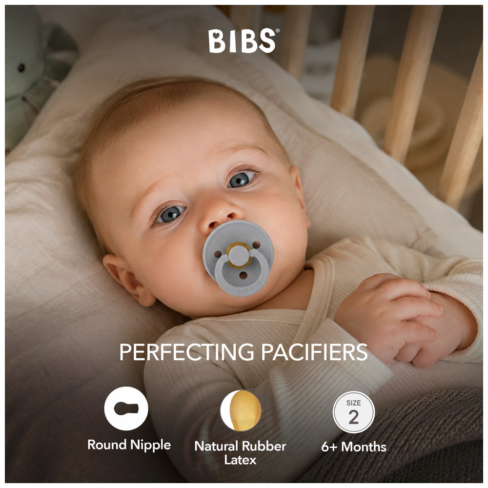 Bibs - Colour Latex Baby Pacifier 6-12 Months, Size 2, Pack of 2 - Sage/Cloud