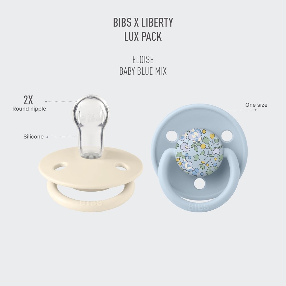 Bibs - Liberty Deluxe Elosie Pacifier - 0M+ - Baby Blue