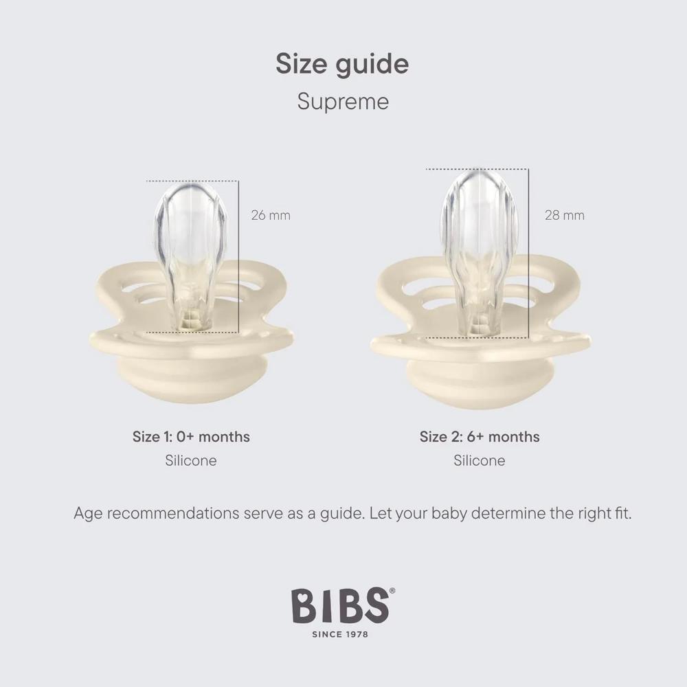 Bibs - Supreme S1 Pacifiers - 0-6M - Pack of 2 - Ivory/Sage