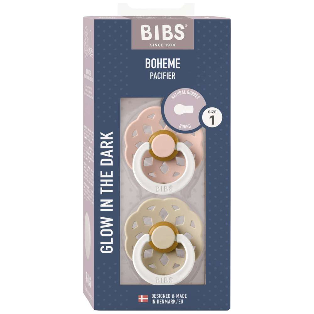 Bibs - Glow Boheme S1 Pacifiers - Pack of 2 - Blush/Vanilla