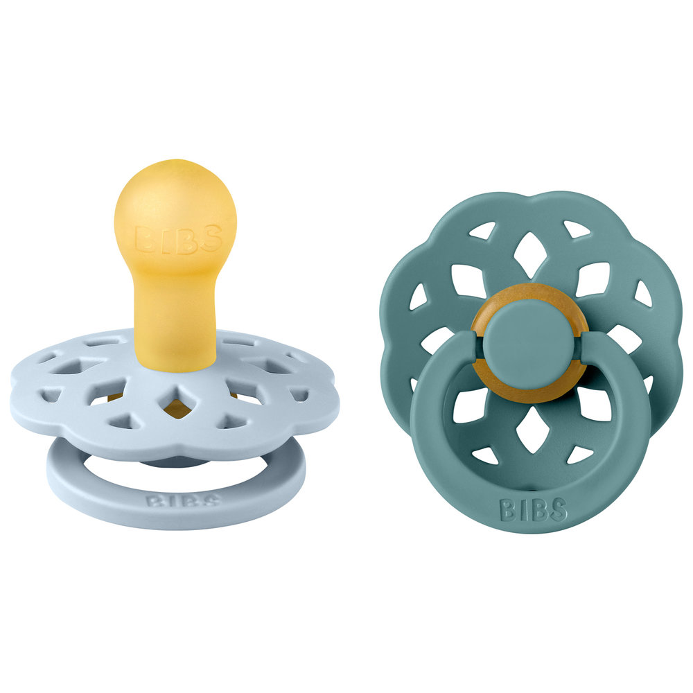 Bibs - Boheme Colour Latex Baby Pacifier 0-6 Months, Size 1, Pack of 2 - Baby Blue/Island Sea