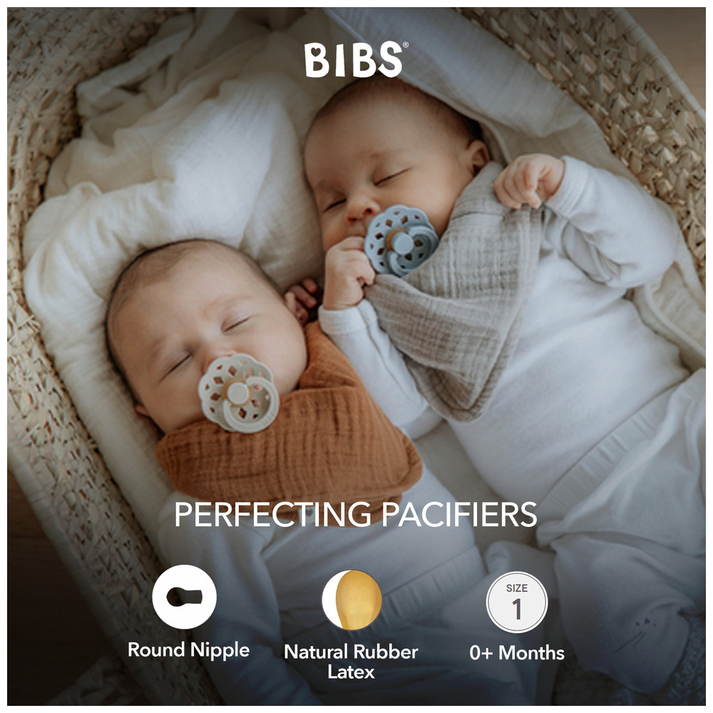 Bibs - Boheme Colour Latex Baby Pacifier 0-6 Months, Size 1, Pack of 2 - Baby Blue/Island Sea