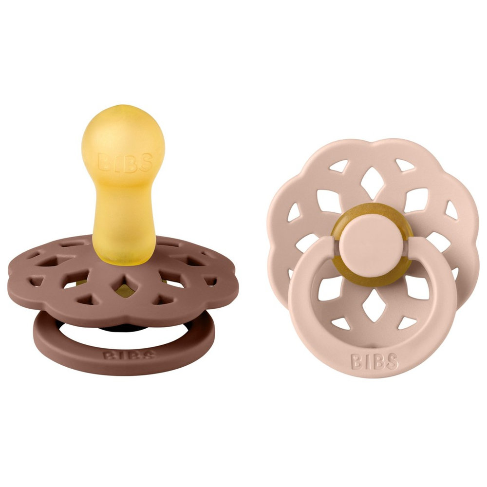 Bibs - Boheme S2 Pacifiers -6M+ - Pack of 2 - Woodchuck/Blush