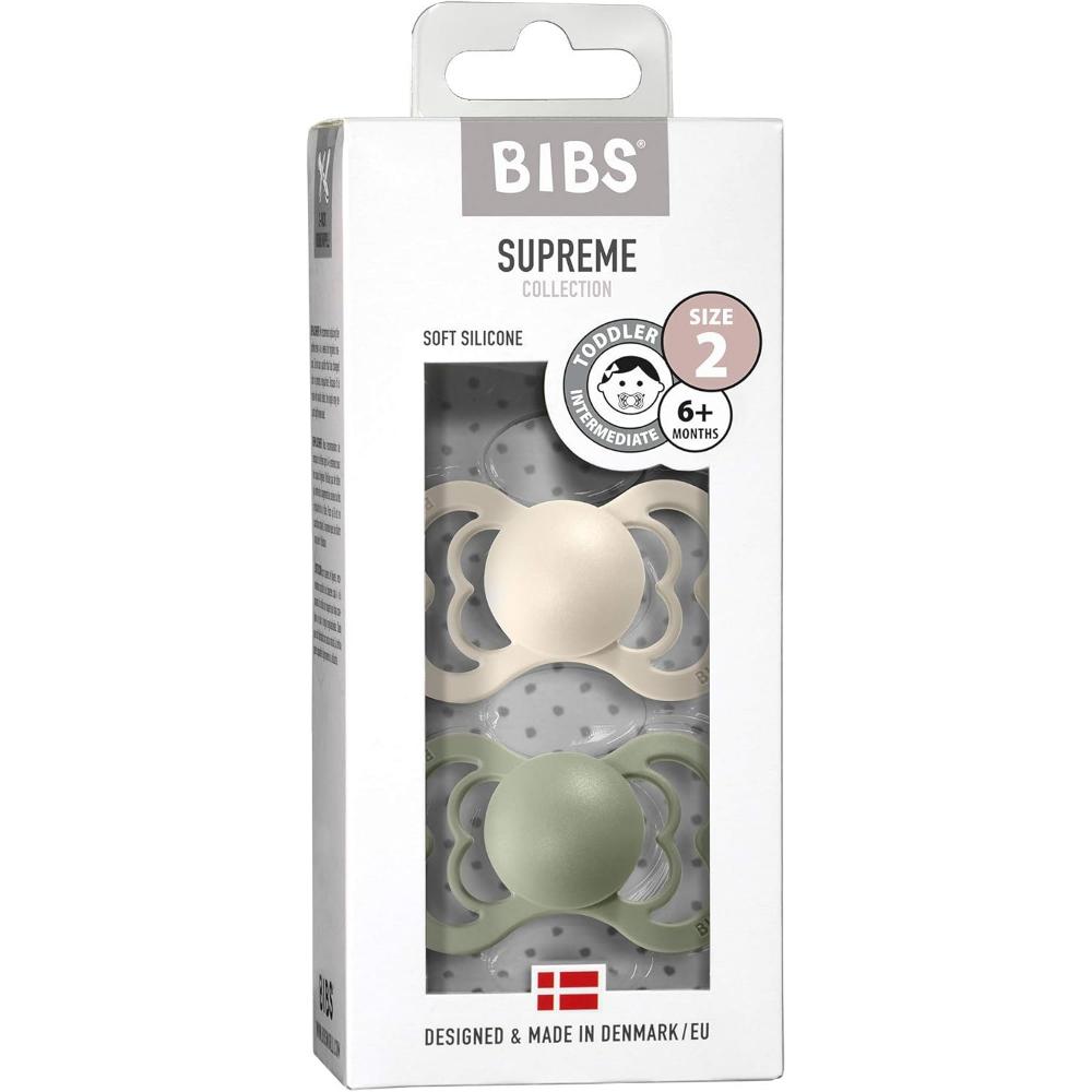 Bibs - Supreme S2 Pacifiers - Pack of 2 - Ivory/Sage