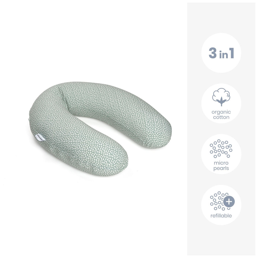 Doomoo - Buddy Nursing Pillow - Green with Clouds