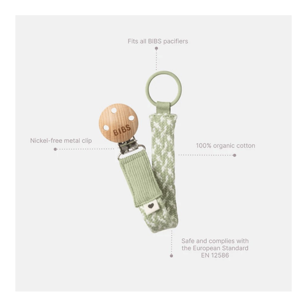 Bibs - Pacifier Clip - Sage/Ivory