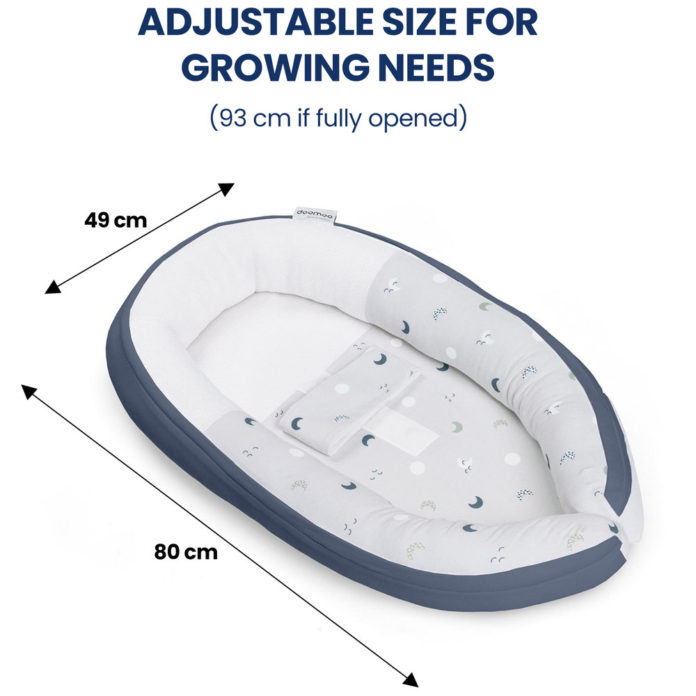 Doomoo Cocoon Baby Nest - Blue Grey Moon