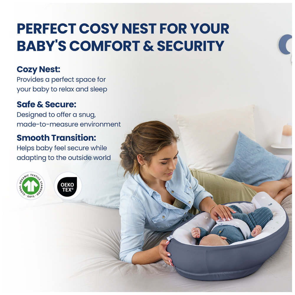 Doomoo Cocoon Baby Nest - Blue Grey Moon