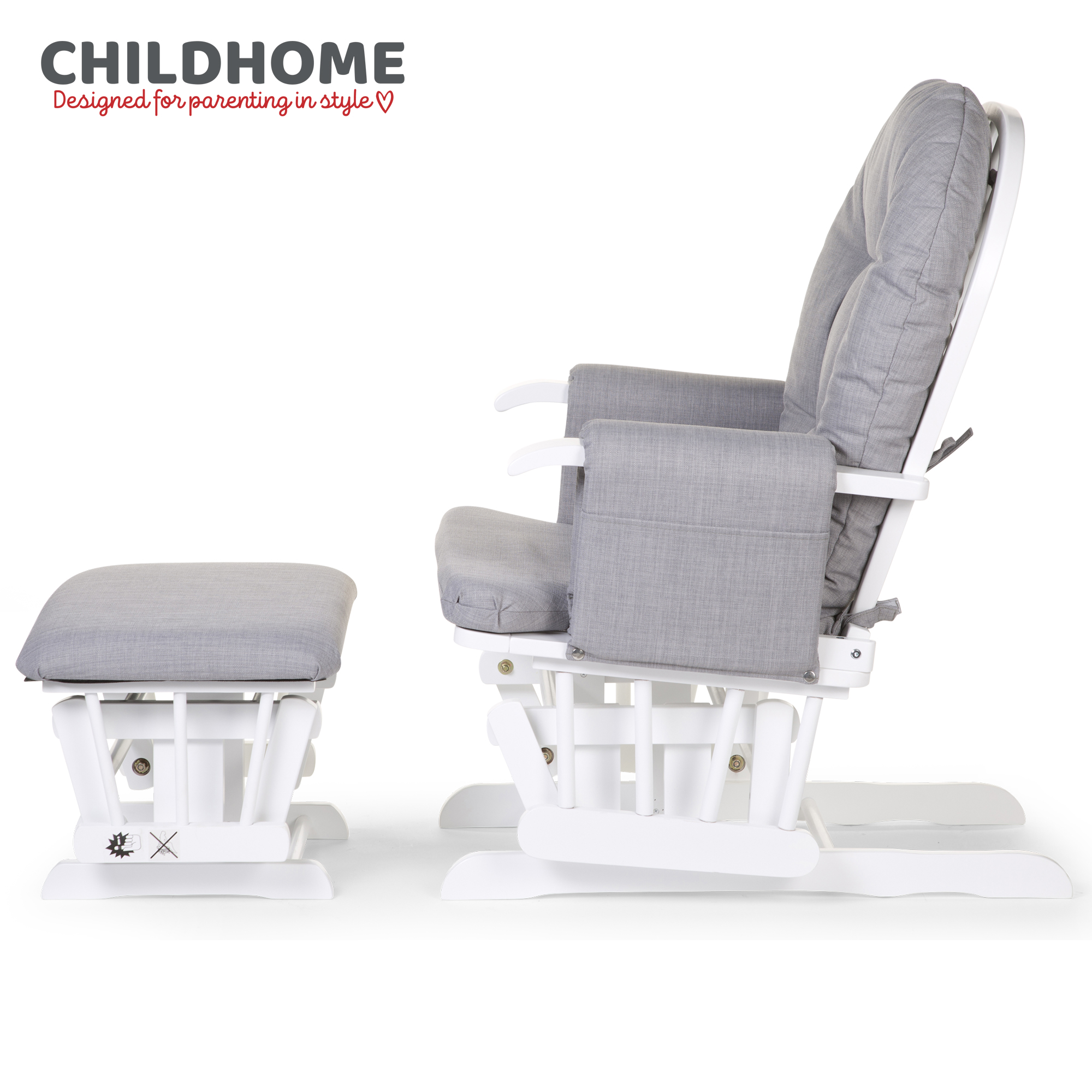 CHILDHOME - Gliding Chair With Footrest - Grey