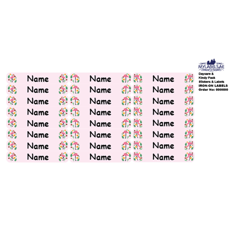 Mylabels - Personalized Iron On Labels - Flamingo Camp - Pack of 50
