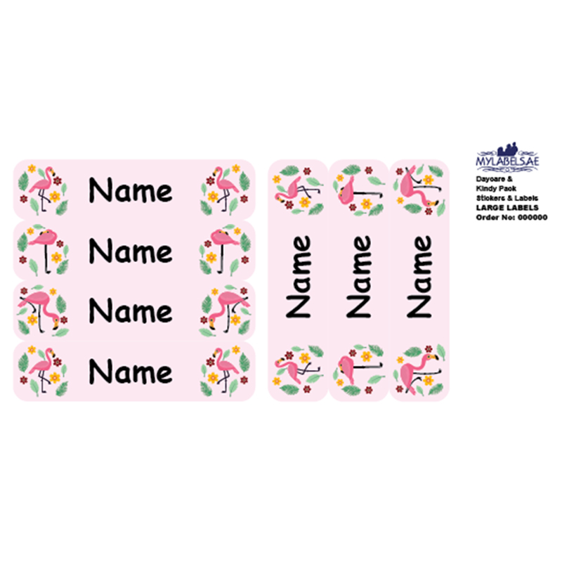 Mylabels - Personalized Labels - Flamingo Camp - Pack of 30 - Large