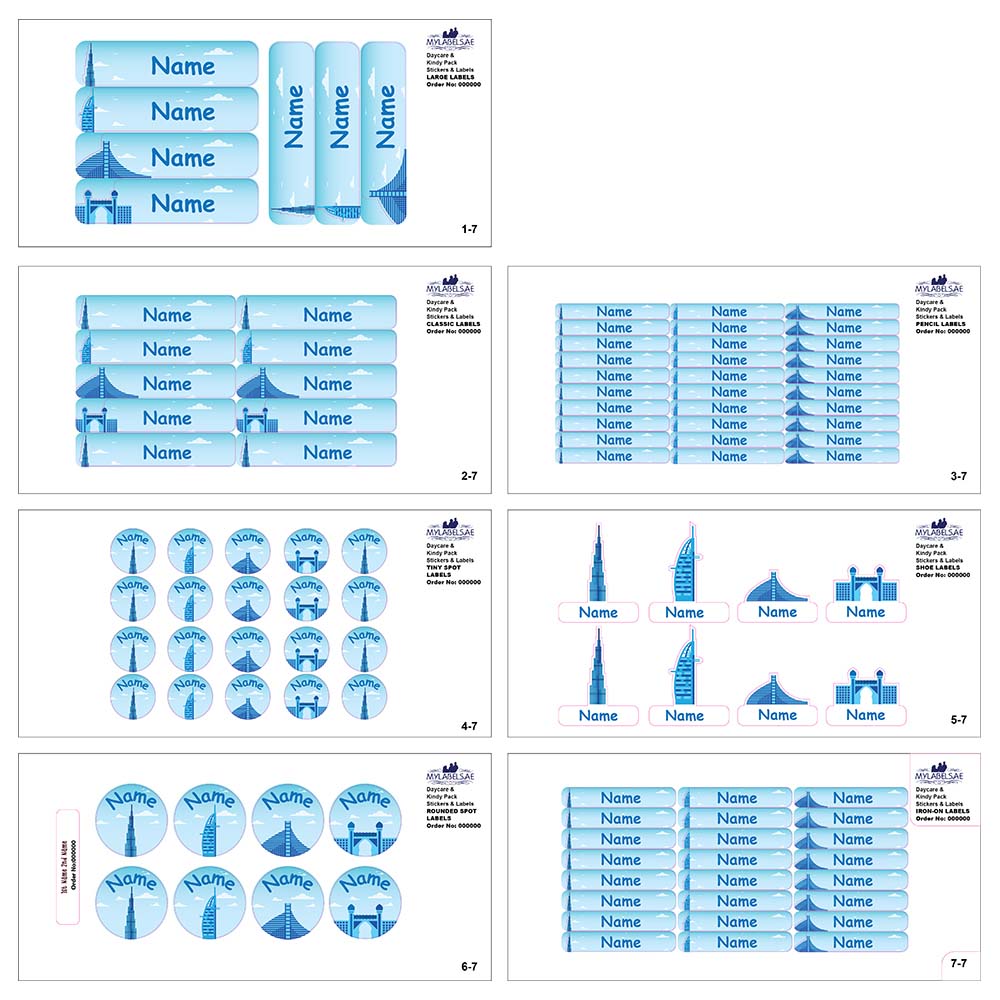 Mylabels - Personalized Labels - Dubai Skyline - Pack of 107