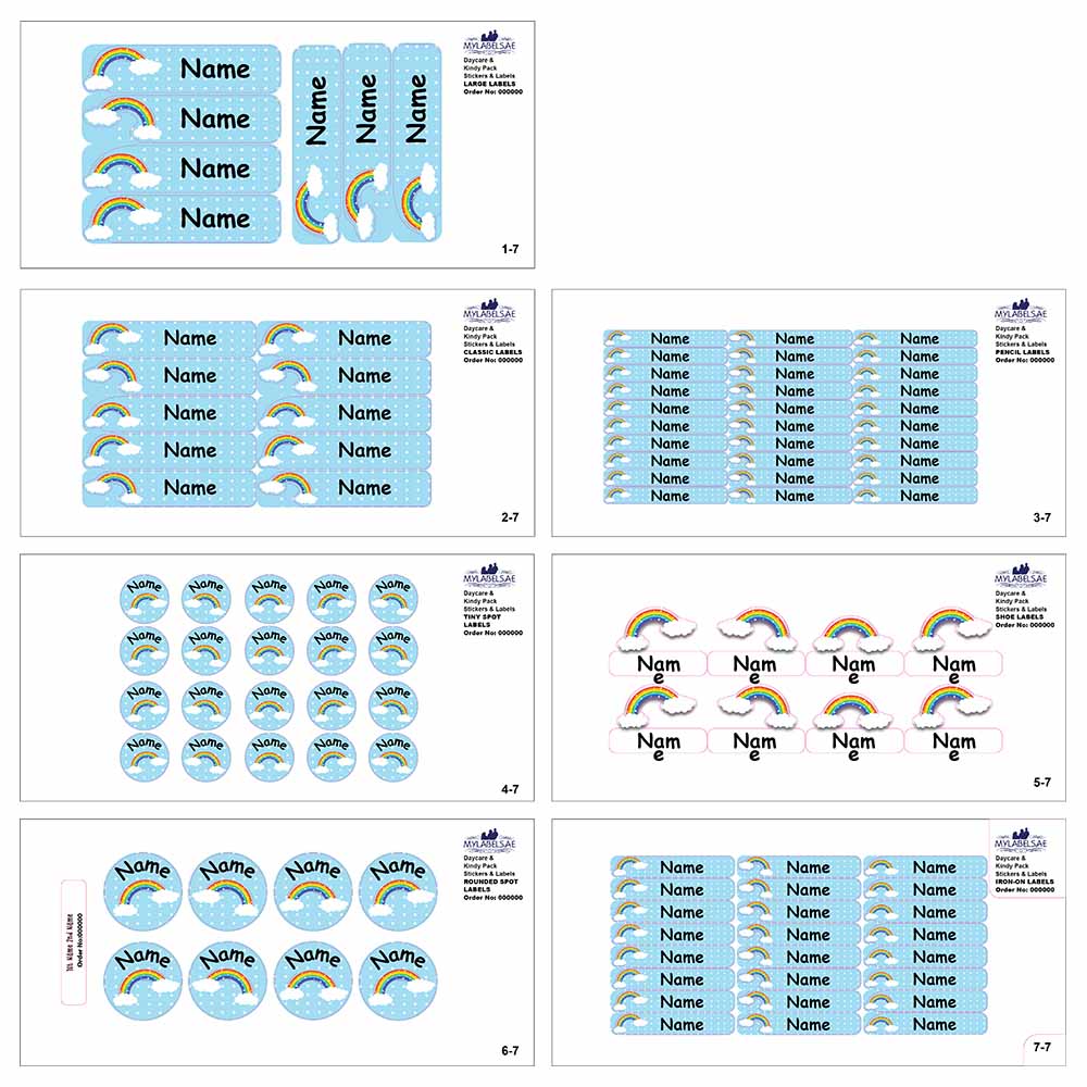 Mylabels - Personalized Labels - Rainbow Cloud - Pack of 107