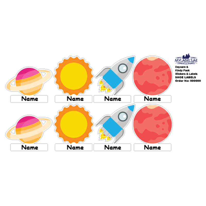 Mylabels - Personalized Shoe Labels - Space Daycare - Pack of 12