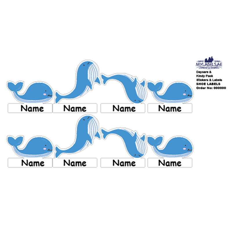 Mylabels - Personalized Shoe Labels - Incredible Whale - Pack of 12