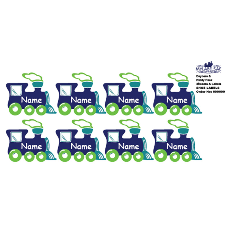 Mylabels - Personalized Shoe Labels - Train Engine - Pack of 12