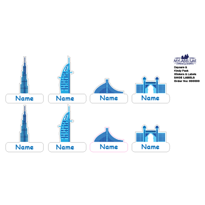 Mylabels - Personalized Shoe Labels - Dubai Skyline - Pack of 12