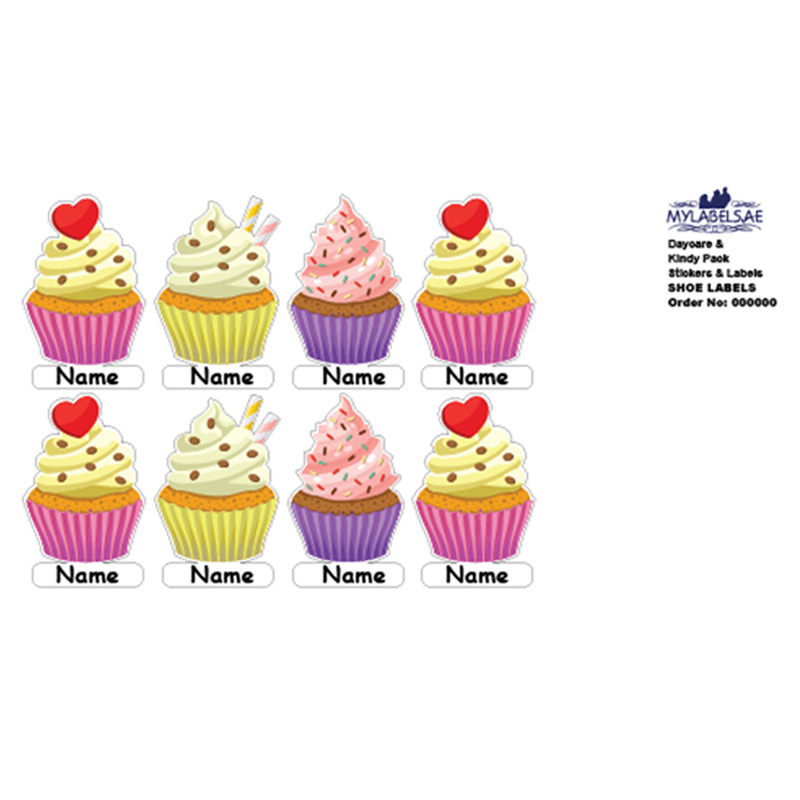 Mylabels - Personalized Shoe Labels - Sweet Cup Cake - Pack of 12
