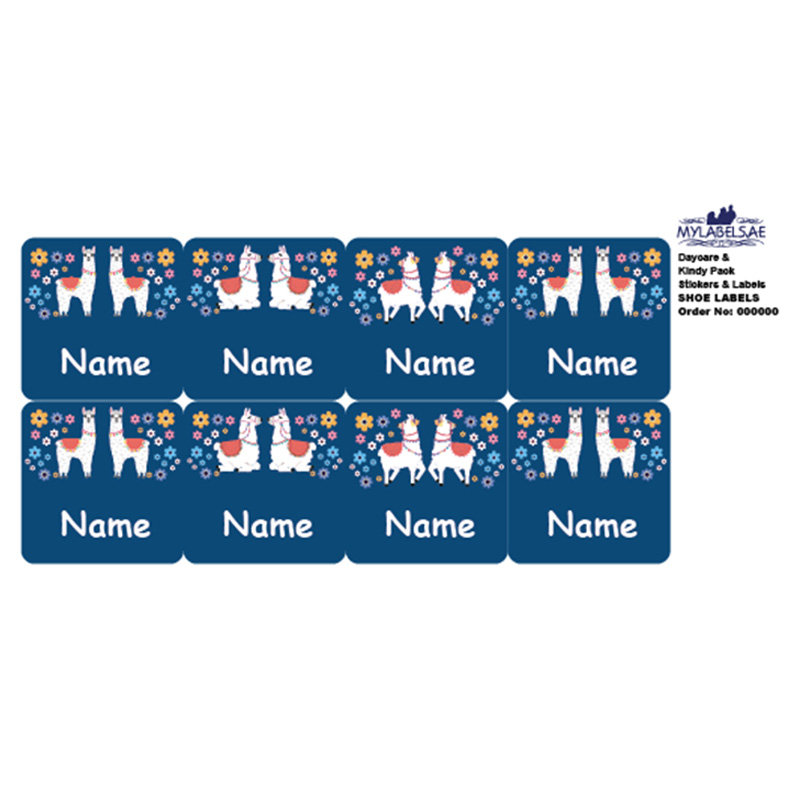 Mylabels - Personalized Shoe Labels - Llama Sleepaway Camp - Pack of 12