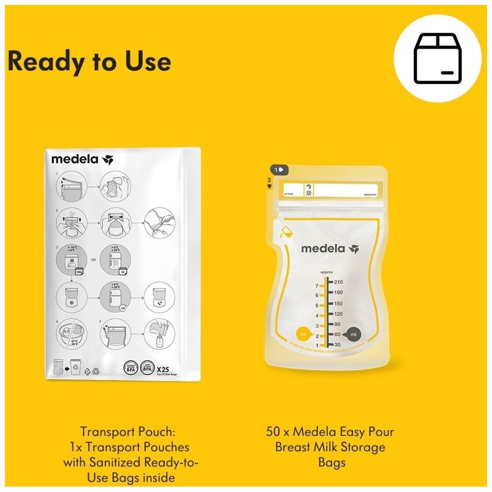 Medela - Easy Pour Breast Milk Storage Bags 210 ml - 50 pcs