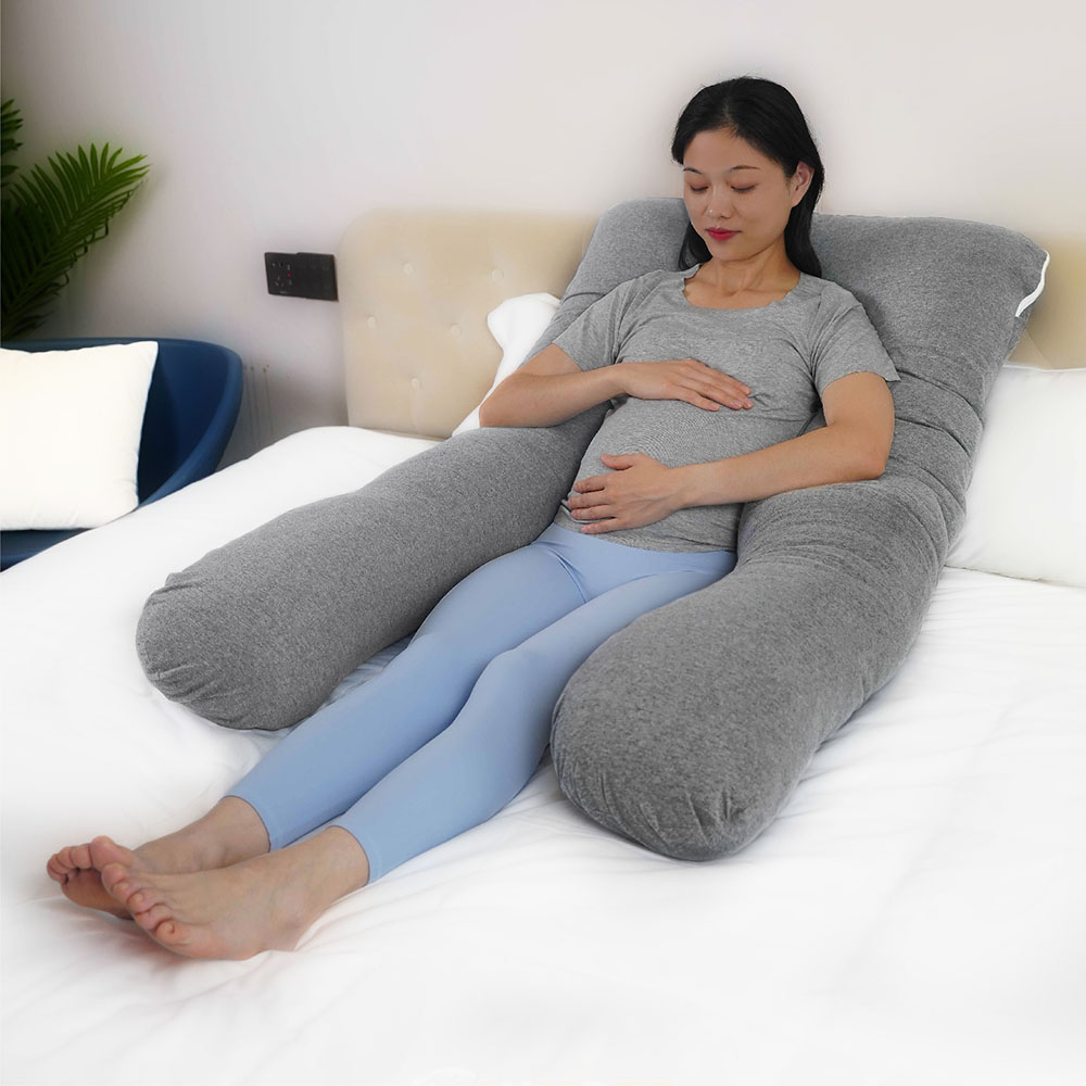 Moon - Organic U Shaped Maternity Pillow - Light Grey